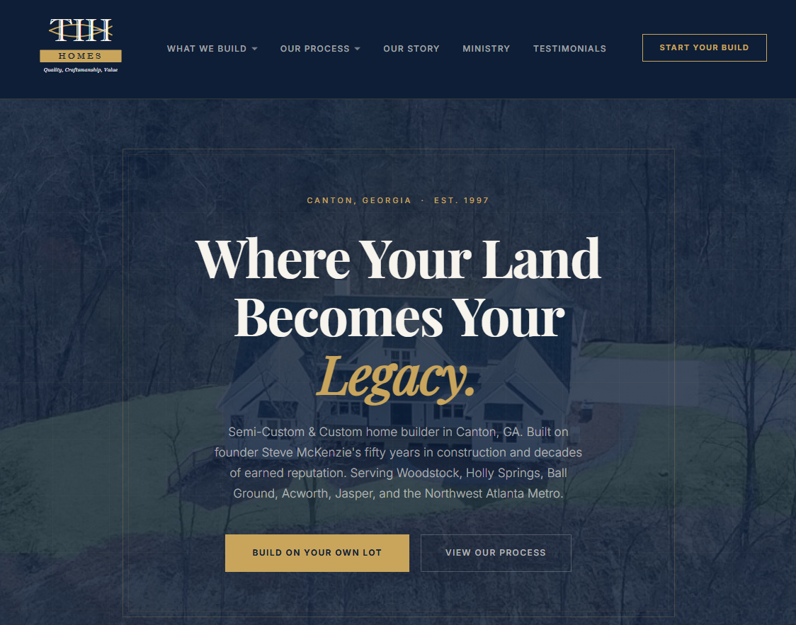 TIH Homes website screenshot